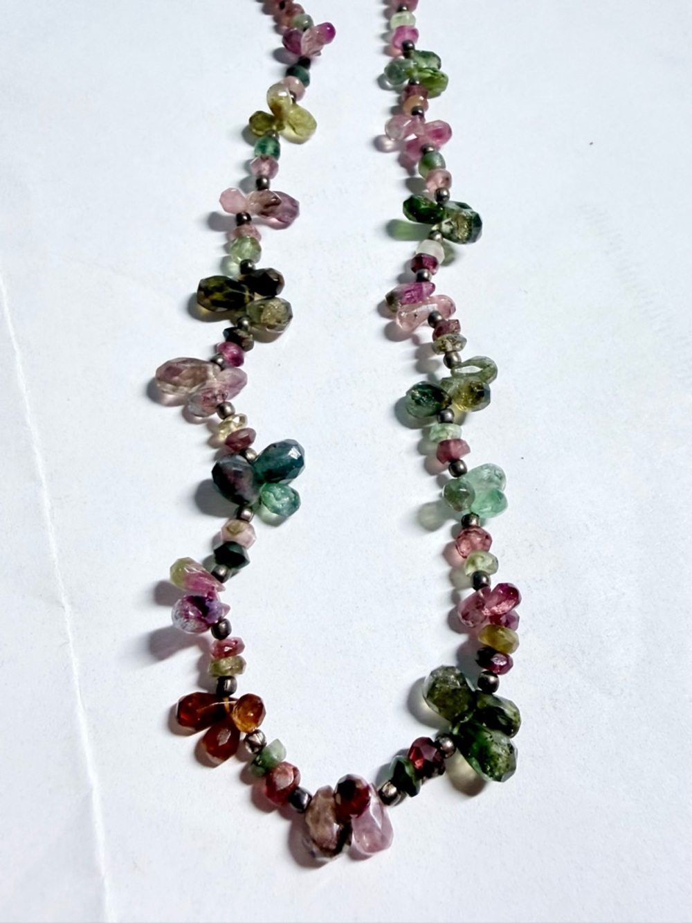 Multi-Color Tourmaline Bead Necklace 16”